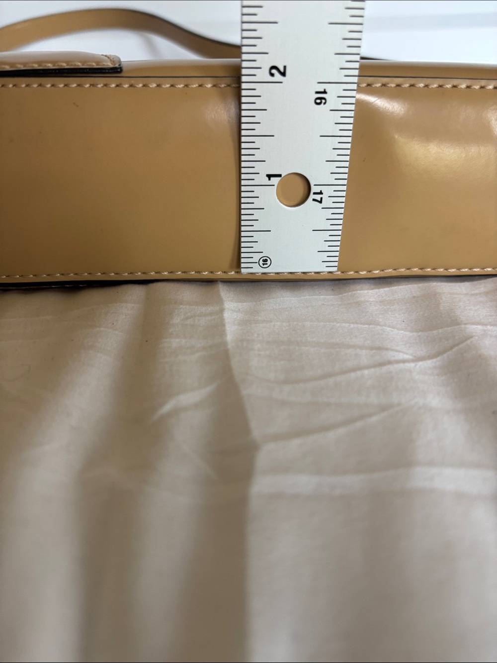 Guess Patent Leather Y2K Shoulder Bag Tan - Picture 9 of 13